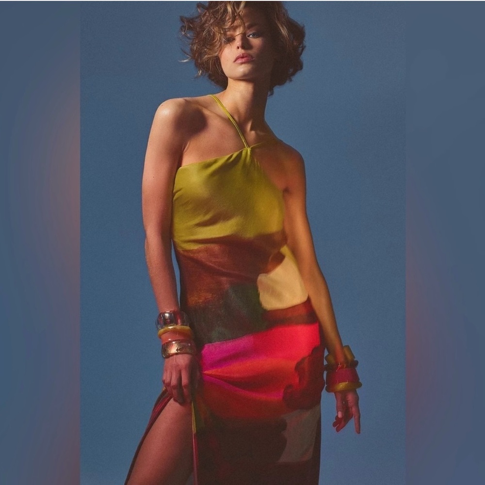 Multicolor Halter Dress